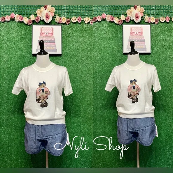🌷Brand New knitted Bear Top Can Fit Sm up to L Soft Stretchy - Picture 1 of 6
